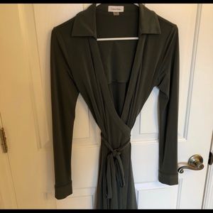 Calvin Klein Wrap Dress - olive color - size 4